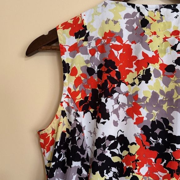 Banana Republic| Sharp Orange/Black/White Floral Ruffle Sleeveless Blouse Sz M - Picture 4 of 5